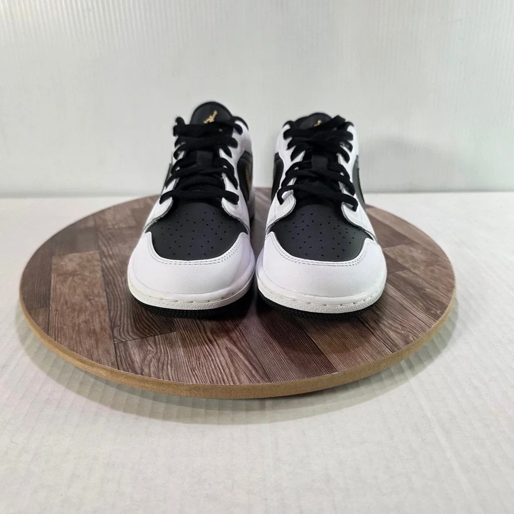 Nike Air Jordan 1 Low Gold Swoosh GS - Kids Size 5.5Y/Womens 7 White Black Gold - Picture 3 of 11